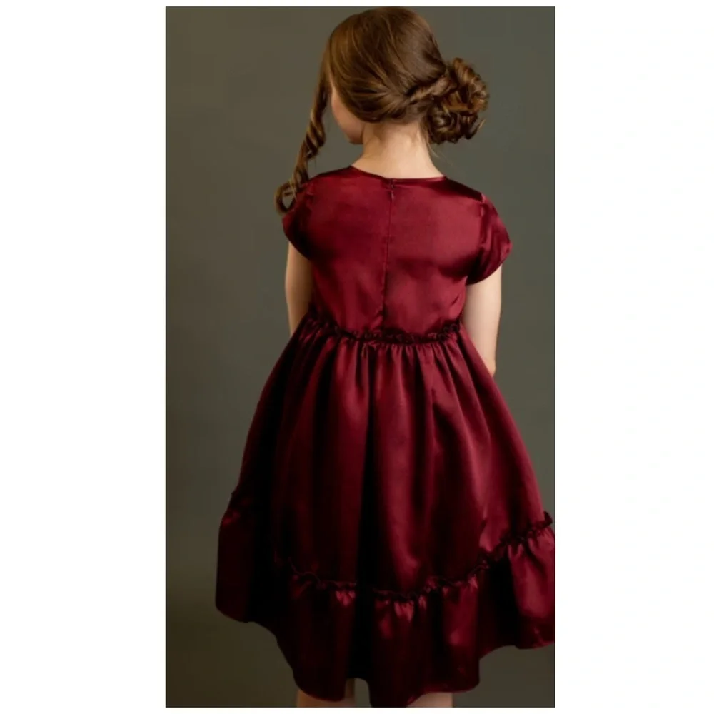 Joyfolie | Western Prairie Cottagecore Lorelei Dress Burgundy Satin | 8